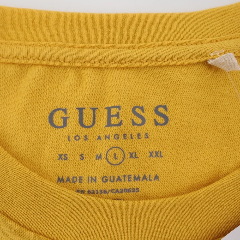 NEW GUESS Los Angeles Graphic Logo Crewneck T-Shirt Mellow Sun Yellow Mens Large - Picture 6 of 11